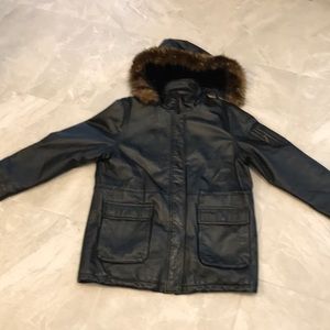 Sequence Genuine Black Leather Jacket with hood